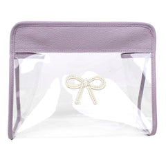 Necessaire Mami Pirâmide Laço Rococó Lilás Liso com Off White Liso Pronta Entrega