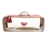 Necessaire Crystal Retangular Laço Rococó Algodão Doce Liso com Chiclete Pronta Entrega