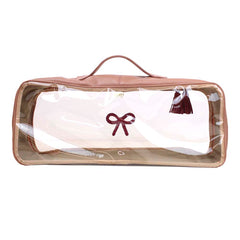 Necessaire Crystal Retangular Laço Rococó Algodão Doce Liso com Chiclete Pronta Entrega