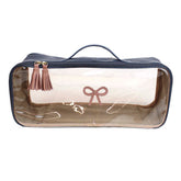 Necessaire Crystal Retangular Laço Rococó Oceano com Algodão Doce Liso Pronta Entrega