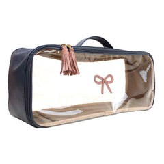 Necessaire Crystal Retangular Laço Rococó Oceano com Algodão Doce Liso Pronta Entrega