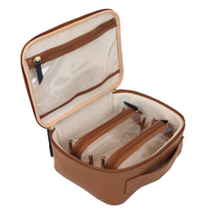 Necessaire Sarah Caramelo Liso com Marinho Liso Pronta Entrega