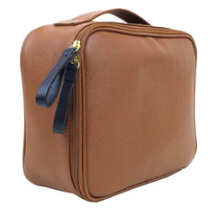 Necessaire Sarah Caramelo Liso com Marinho Liso Pronta Entrega
