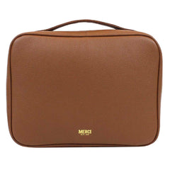 Necessaire Sarah Caramelo Liso com Marinho Liso Pronta Entrega