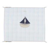 Necessaire Trocas Barco Estampa Listrado Pontilhado com Marinho Liso, Off White Liso e Atmosfera Pronta Entrega