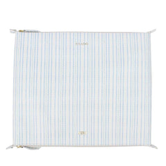 Necessaire Trocas Barco Estampa Listrado Pontilhado com Marinho Liso, Off White Liso e Atmosfera Pronta Entrega