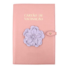 Porta Cartão de Vacina Camélia em Couro Personalizado