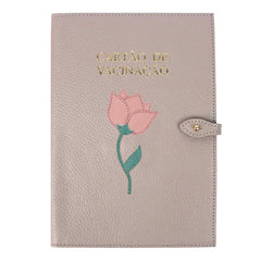 Porta Cartão de Vacina Tulipa em Couro Personalizado