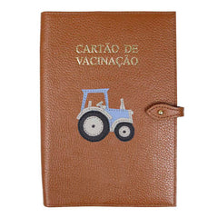 Porta Cartão de Vacina Trator em Couro Personalizado