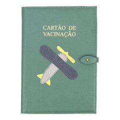 Porta Cartão de Vacina Little Plane em Couro Personalizado