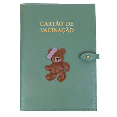 Porta Cartão De Vacina Ursa Teddy Jade com Lilás Liso Pronta Entrega