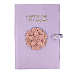 Porta Cartão de Vacina Camélia em Couro Personalizado