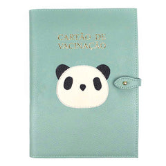 Porta Cartão de Vacina Little Panda + Caderneta de Saúde Impressa em Couro Personalizado