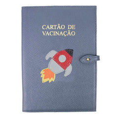 Porta Cartão de Vacina Foguete em Couro Personalizado