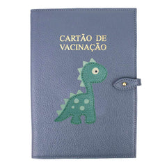 Porta Cartão de Vacina Little Dino em Couro Personalizado