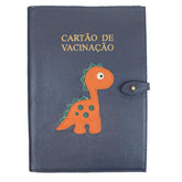 Porta Cartão de Vacina Little Dino Oceano com Tangerina Liso e Esmeralda Pronta Entrega