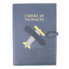 Porta Cartão de Vacina Little Plane em Couro Personalizado