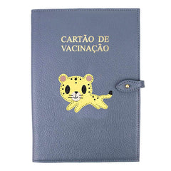 Porta Cartão de Vacina Onça em Couro Personalizado