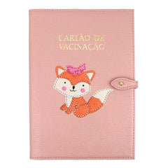 Porta Cartão de Vacina Raposa Feminina + Caderneta de Saúde Impressa em Couro Personalizado
