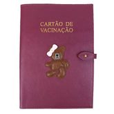 Porta Cartão De Vacina Ursa Teddy Rosa Vintage com Rosa Nuvem Pronta Entrega