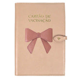 Porta Cartão De Vacina Laço Coquette Rose Liso com Algodão Doce Liso Pronta Entrega