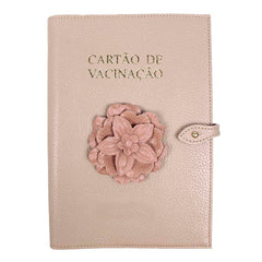 Porta Cartão de Vacina Camélia em Couro Personalizado