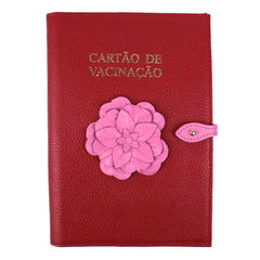 Porta Cartão de Vacina Camélia em Couro Personalizado