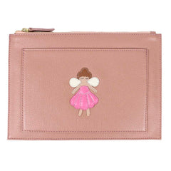 Porta Documento Fadinha Algodão Doce Liso com Rosa Orquídea Pronta Entrega