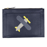 Porta Documento Little Plane Marinho Liso com chumbo Cinza Claro Liso e Lima Liso Pronta Entrega