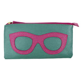 Porta Óculos Lunettes Esmeralda com Fúcsia Liso Pronta Entrega