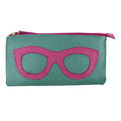 Porta Óculos Lunettes Esmeralda com Fúcsia Liso Pronta Entrega