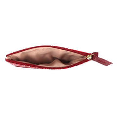 Porta Óculos Lunettes Estampa Paisley Vermelho com Burgundy Liso Pronta Entrega