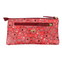 Porta Óculos Lunettes Estampa Paisley Vermelho com Burgundy Liso Pronta Entrega