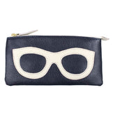 Porta Óculos Lunettes Marinho Liso com Off White Liso Pronta Entrega