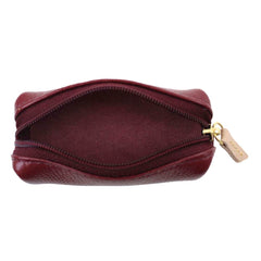 Porta Batom Zíper Burgundy Liso com Rose Liso Pronta Entrega