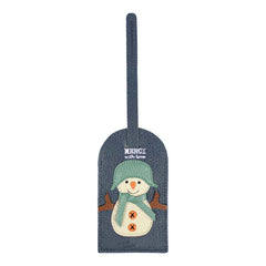 Tag de Mala Boneco de Neve em Couro Personalizada