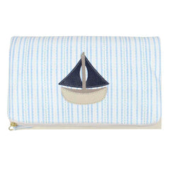 Trocador Basic Barco Estampa Listrado Pontilhado em Algodão e Couro Personalizado