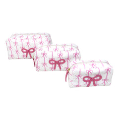 Kit Necessaire Laço Rococó Estampa Listra de Laços em Couro Personalizado