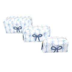 Kit Necessaire Julie com 3 Laço Rococó Estampa Listra de Laços Sky com Sky Pronta Entrega