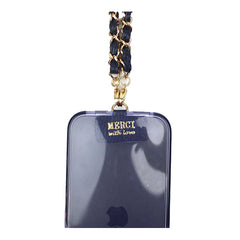 Alça para Celular Corrente com Couro Marinho Liso Pronta Entrega