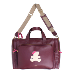 Baby Weekend Bag Little Bear Laço em Couro Personalizada