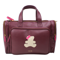 Baby Weekend Bag Little Bear Laço em Couro Personalizada