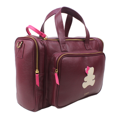Baby Weekend Bag Little Bear Laço em Couro Personalizada