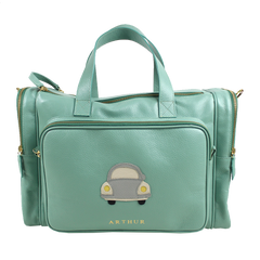 Baby Weekend Bag Tag Little Car em Couro Personalizada
