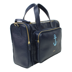 Baby Weekend Bag Marinheiro em Couro Personalizada