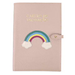 Porta Cartão de Vacina Arco Íris + Caderneta de Saúde Impressa em Couro Personalizado