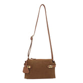 Bolsa Adele Crossbody Camurça Caju com Caramelo Liso Pronta Entrega