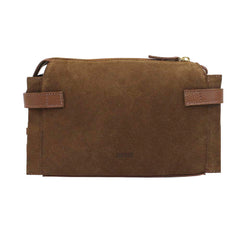 Bolsa Adele Crossbody Camurça Caju com Caramelo Liso Pronta Entrega