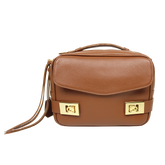 Bolsa Amelie P Caramelo Liso com Off White Liso e Burgundy Liso Pronta Entrega