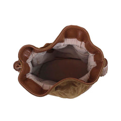 Bolsa Ava P Camurça Matelasse Caju com Caramelo Liso Pronta Entrega